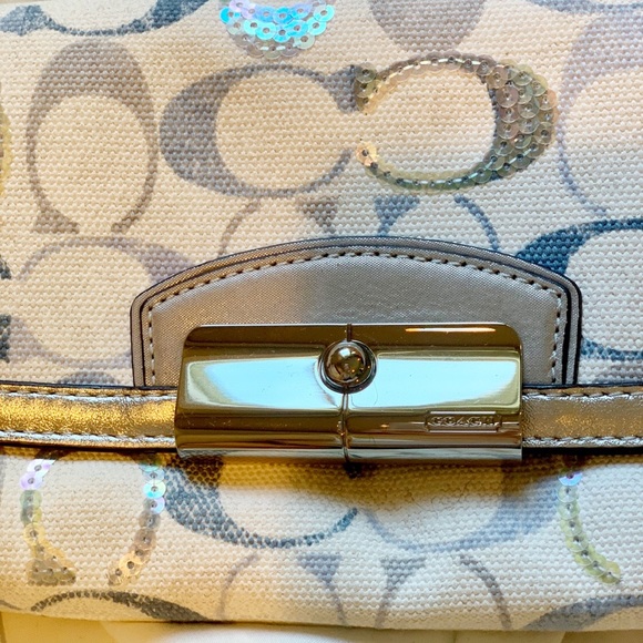 Coach White, Blue, Sparkly Clutch - Picture 2 of 5
